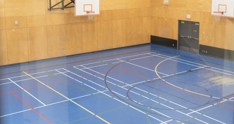 Photo of John Braithwaite Community Centre gymnasium floor from above