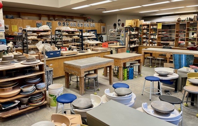 Interior of the pottery studio at the Parkgate Community Centre. 