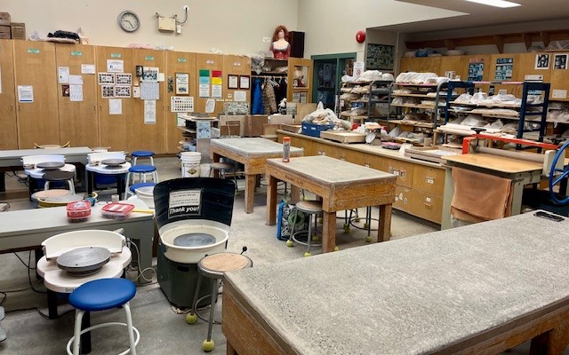 Interior of the pottery studio at the Parkgate Community Centre. 
