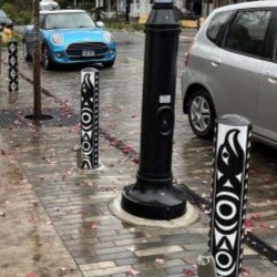 Salmon Stories Bollards – Ocean Hyland – Deep Cove – səlilwətaɬ (Tsleil-Waututh Nation)