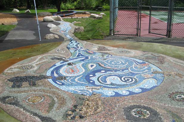 Mosaic art on floor