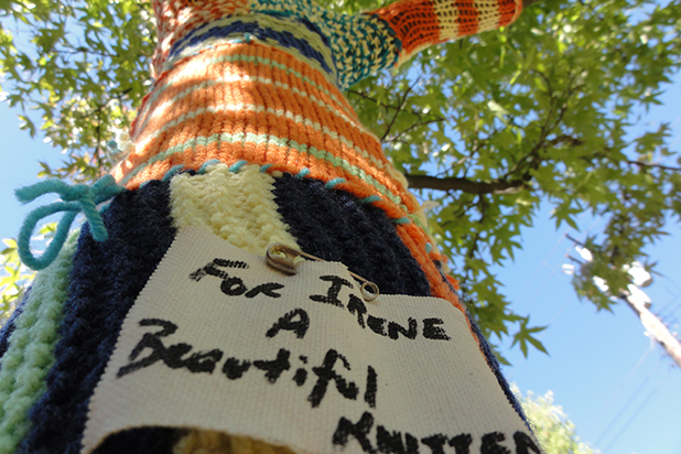 Knitted tree covering