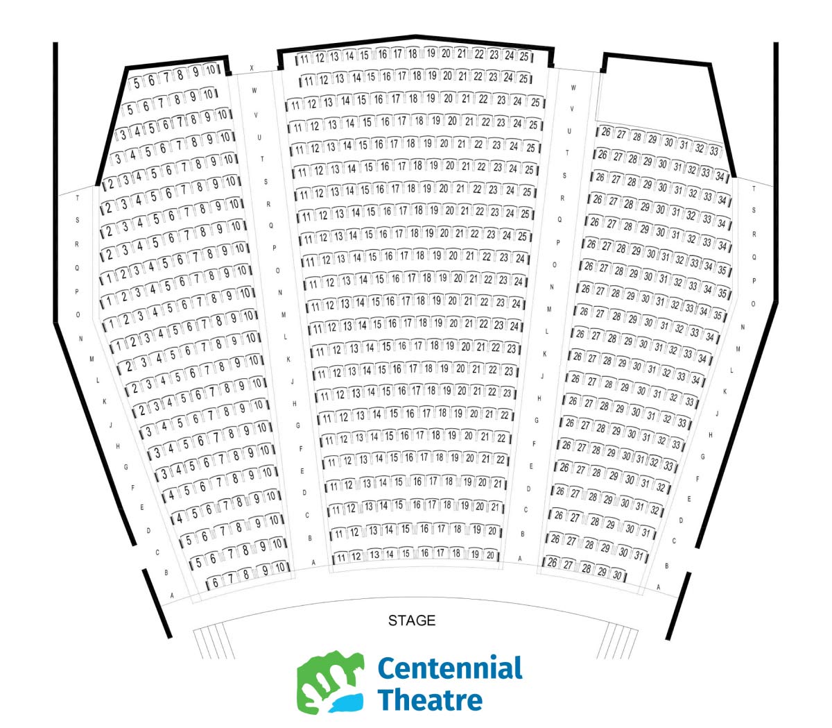 Centennial Theatre Seating Map