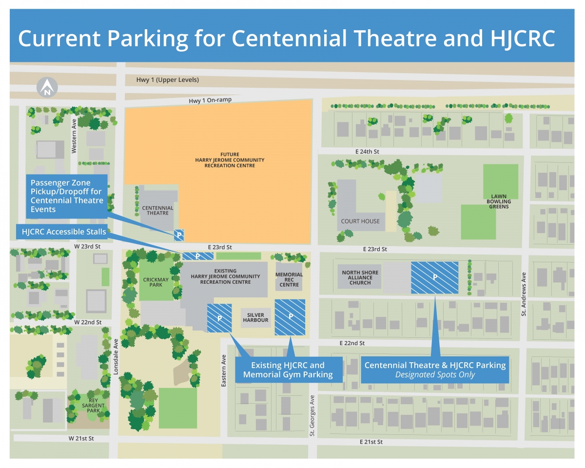 Parking map for Centennial Theatre