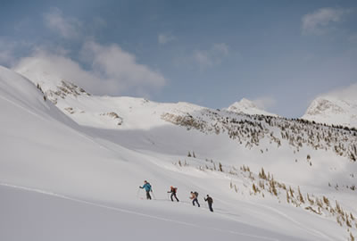 hiking group on snow covered mountain