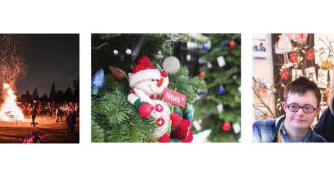 Photos of various NVRC holiday events, including a bonfire, festive crafts and family fun.