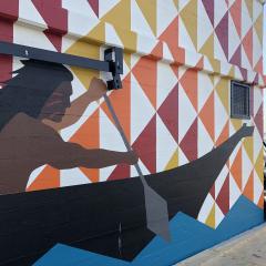 Mural, Blanketing the City, Weaving Design, Coast Salish