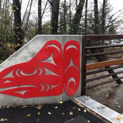 Red Salmon panel on bridge 