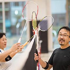 People playing badminton