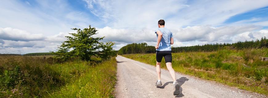 Man running along a path