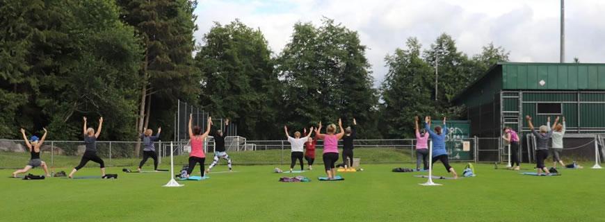 Fitness class in the park