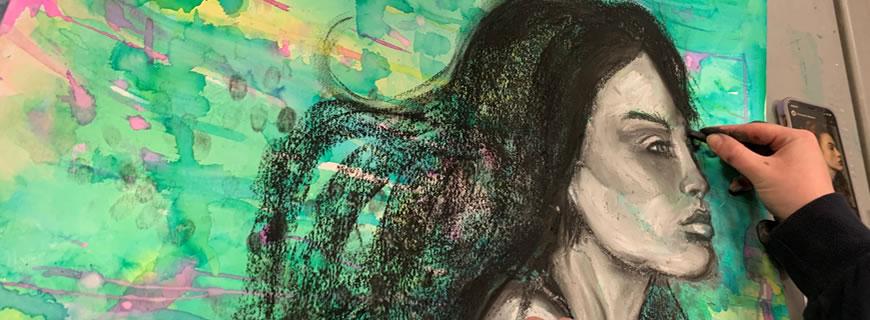 A piece of art created during a workshop taught by our artist in residence