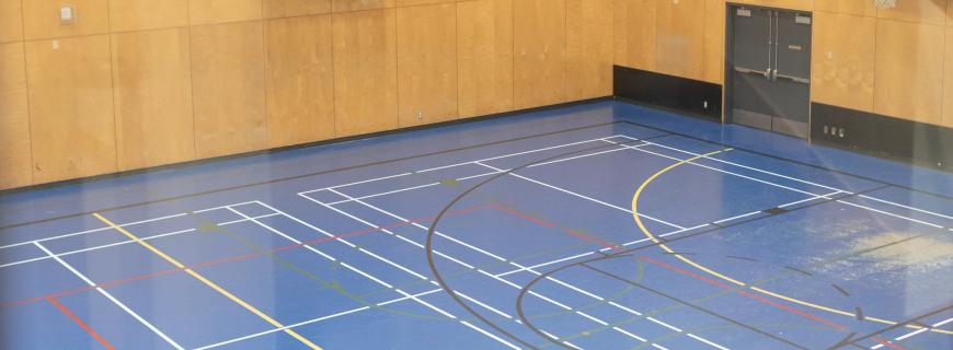 Photo of John Braithwaite Community Centre gymnasium floor from above