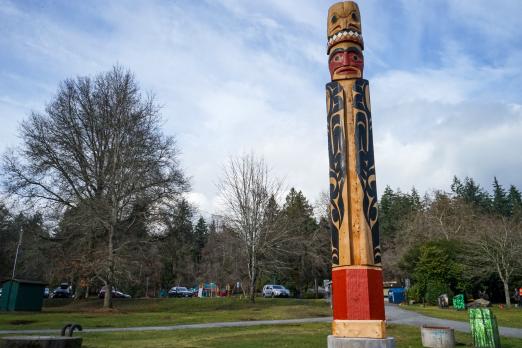 Indigenous carve pole, North Vancouver, Jonas Jones