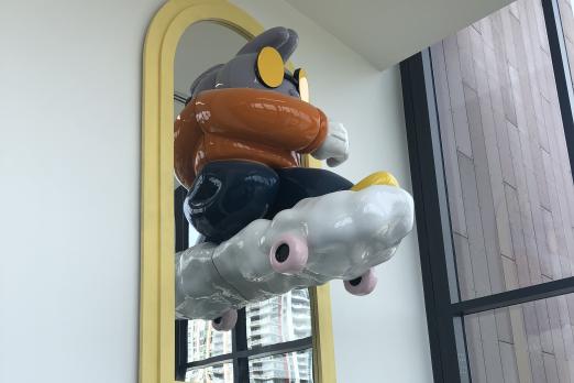 Sculpture Rabbit on Cloud Skateboard