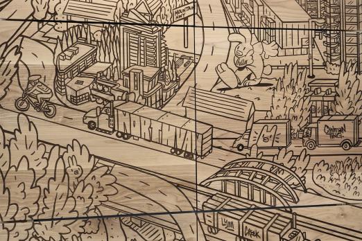 Wood Mural of Lynn Creek Neighbourhood