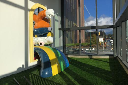 Sculpture Rabbit on Skateboard