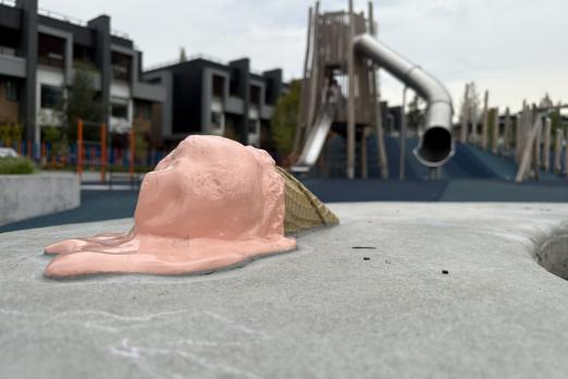 small ice cream cone sculpture, public art