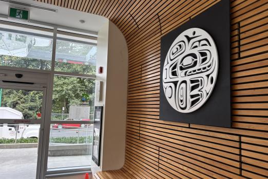 Coast Salish Killer Whale Medallion on entrance wall