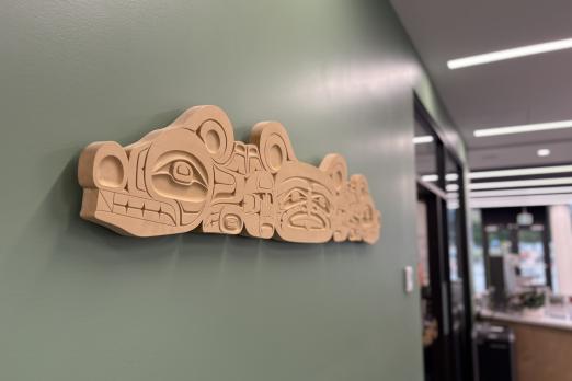 Coast Salish wood carving of serpent 