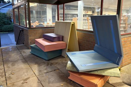 Wood Book Sculpture - Edgemont Village - North Vancouver