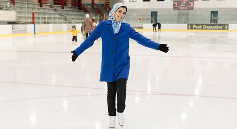 Maryam ice skating at Harry Jerome arena